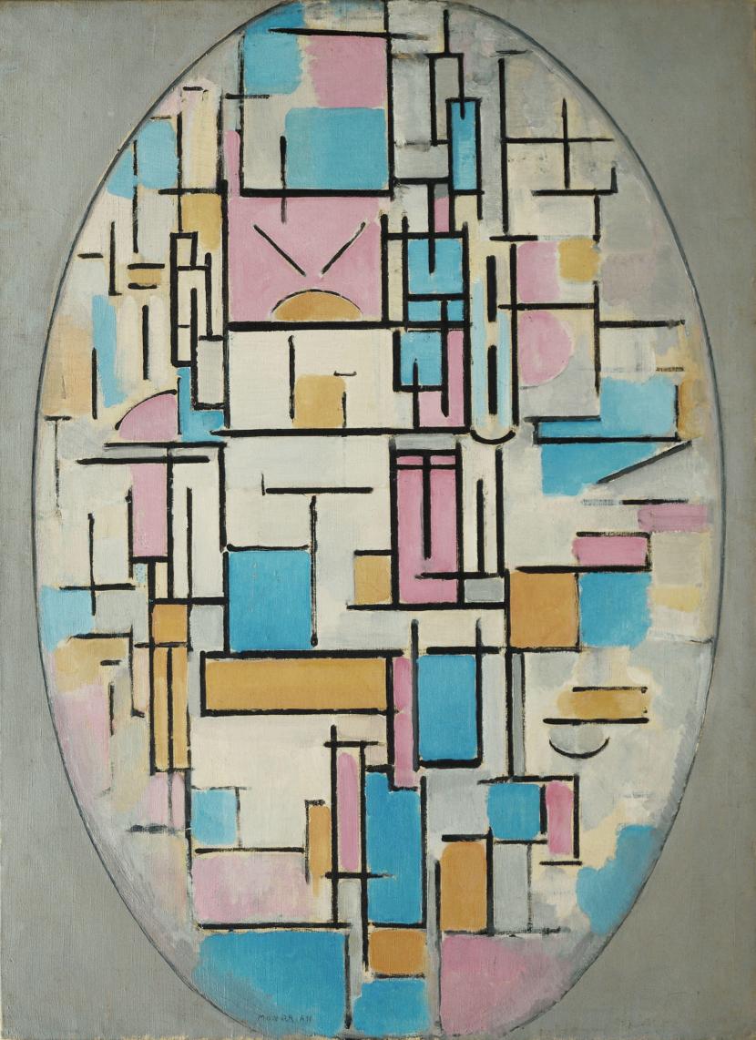 Piet Mondrian - Composition in Oval with Color Planes 1